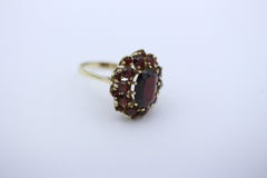 Schöner Granat Gold Damen Ring aus 333 / 8k Gelbgold mit Granaten | Gr. 59