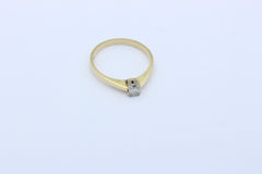 Zarter Solitär Ring aus 585 / 14K Gelbgold mit ein Diamant 0,14 ct. | Gr. 53