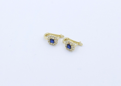585 Gold Damen Ohrschmuck Ohrringe mit blaue & weiße Steine – 14K Gelbgold