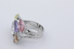 Außergewöhnlicher 925 Sterlingsilber Damen Ring mit Schmucksteinen | Gr. 54