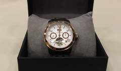 Herrenarmbanduhr Lanscotte Automatic Open Balance Edelstahl mit Goldfarben 42 mm