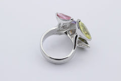 Außergewöhnlicher 925 Sterlingsilber Damen Ring mit Schmucksteinen | Gr. 54