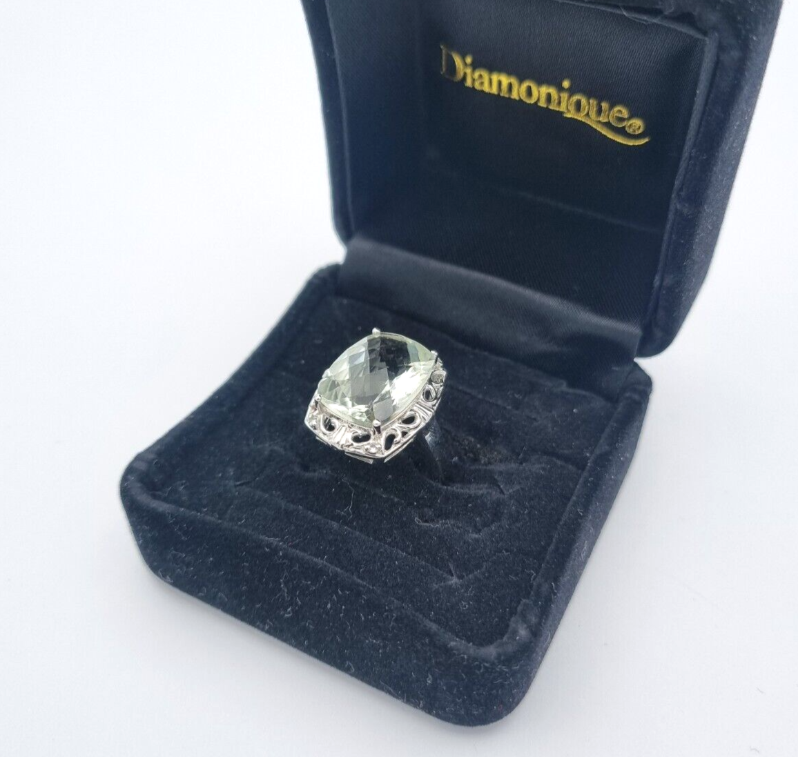 Wunderschöner Diamonique Damen 925 Silber Ring mit ein Edelstein Gr. 56