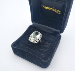 Wunderschöner Diamonique Damen 925 Silber Ring mit ein Edelstein Gr. 56