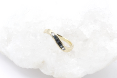 585 / 14 Karat Gelbgold Damen Ring Saphir & Brillanten moderner Design | Gr. 50