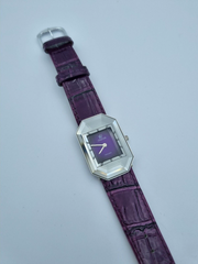 JOWISSA Schweizer Armbanduhr Damen Kristalloptik Edelstahl Leder Lila 25 mm