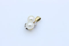 Wunderschöner Damen Anhänger 585 / 14k Gelbgold mit Baguette Diamanten & Perlen