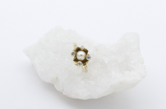 Designer Damen Ring aus 585 / 14k Gelbgold mit eine Perle & Diamanten | Gr. 55