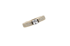 Glamira 585 / 14K Gelbgold Damenring Princess Cut Zirkonia & Diamanten Gr. 57