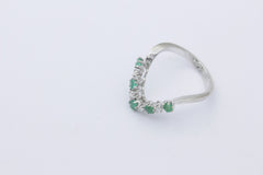 Traumhafter Damen Ring aus 750er Weißgold mit Smaragden & Diamanten | Gr. 50