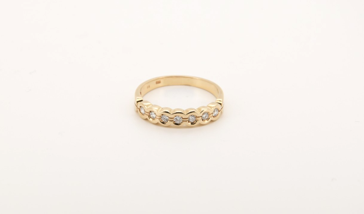 Goldring 14 Karat 585 mit 7 echten Diamanten Halb Memory Damen Gr. 60