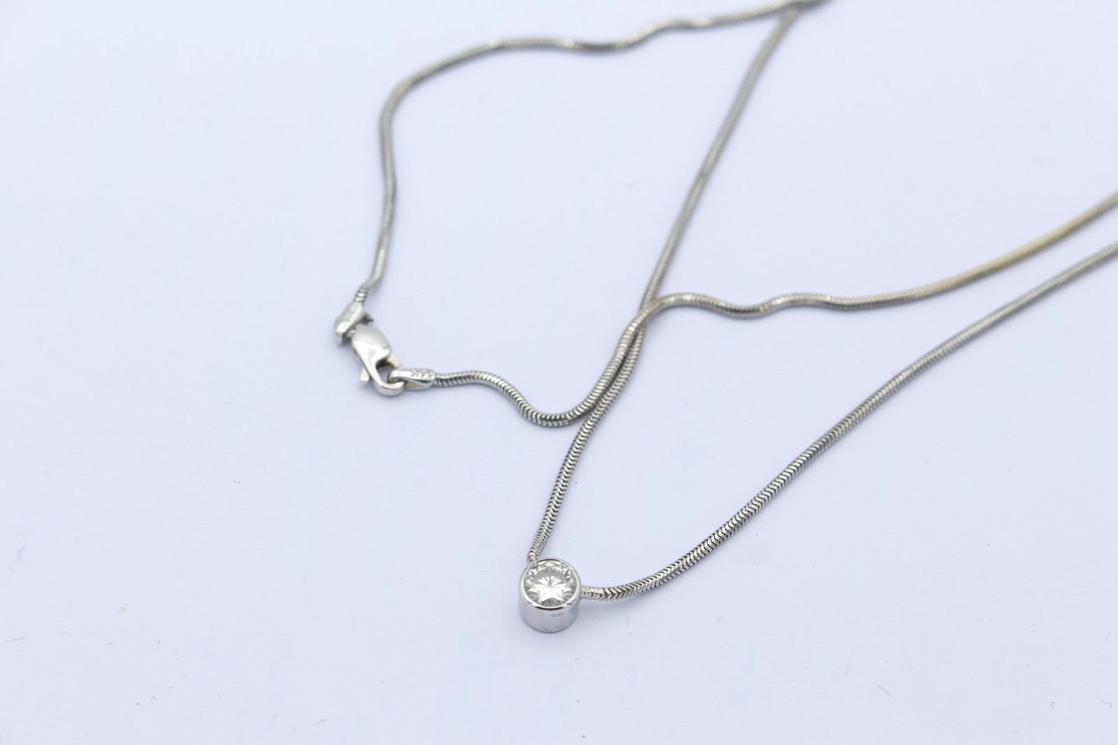 585 Weißgold Kette mit Moissanit ca. 0,50 ct. Anhänger 14K Gold Damen Halskette