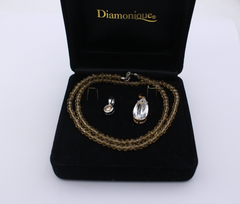 Diamonique Schmuck Set 2x Anhänger + Halskette aus 925 Sterlingsilber Zirkonia