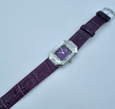 JOWISSA Schweizer Armbanduhr Damen Kristalloptik Edelstahl Leder Lila 25 mm