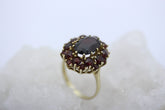 Schöner Granat Gold Damen Ring aus 333 / 8k Gelbgold mit Granaten | Gr. 59