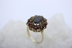 Schöner Granat Gold Damen Ring aus 333 / 8k Gelbgold mit Granaten | Gr. 59