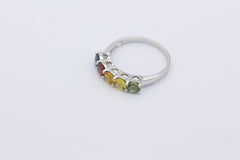 Juwelen Ring aus 375 / 9k Weißgold mit Bunte Farbsteine Edelsteine | Gr. 55