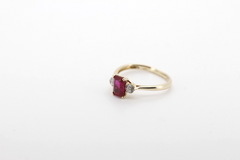 Eleganter 14K 585 Damen Goldring mit Rubin & Zirkonia Gr. 54