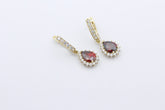 Traumhafter Ohrschmuck Ohrringe 585 / 14karat Gelbgold mit Granat & weiße Steine