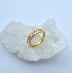 Wunderschöner Halb Memory Damen Ring aus 925 Sterlingsilber Vergoldet Zirkonia