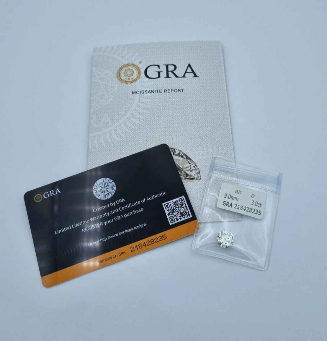 Exzellent Moissanit 3,0ct. Rundschliff mit Zertifikat Top
