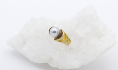 Lapponia Ring Gelbgold aus 585 / 14 Karat mit eine Perle | Gr. 54