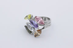 Außergewöhnlicher 925 Sterlingsilber Damen Ring mit Schmucksteinen | Gr. 54