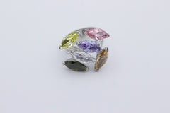 Außergewöhnlicher 925 Sterlingsilber Damen Ring mit Schmucksteinen | Gr. 54