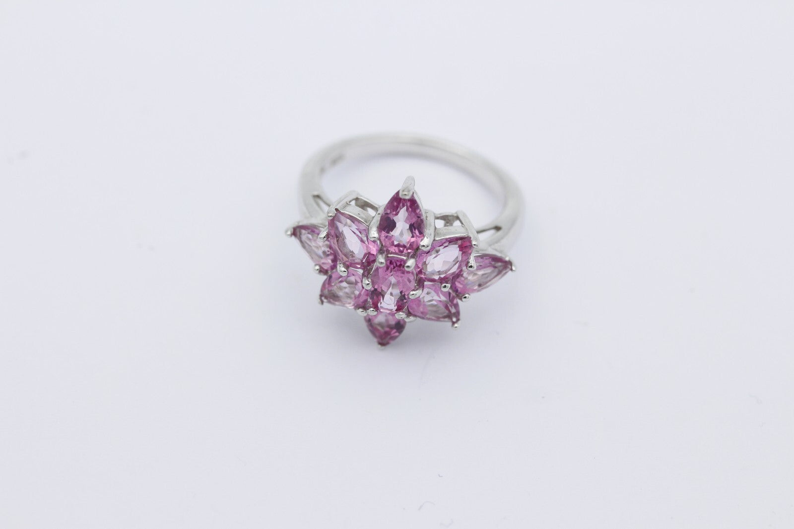 Schöner Damen Ring aus 925 Sterlingsilber mit Rosa Edelsteine | Gr. 55