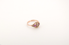 Antiker Juwelier-Ring Damen 14k (585) Rotgold mit Brillant, Diamanten & Rubinen