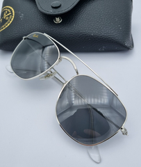 RAY-BAN RB3557 9198B1 SONNENBRILLE SILBER METALL HERREN GR. 51