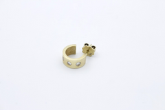 Einzelner massiver Ohrstecker 585 Gold mit Brillanten | 14K Creole Unisex