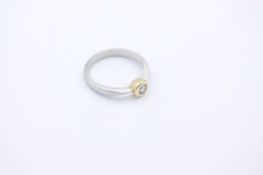 Hochwertiger Brillant Solitär Ring 585 14K Gold Bicolor 0,17 ct. Verlobungsring