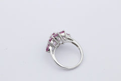 Schöner Damen Ring aus 925 Sterlingsilber mit Rosa Edelsteine | Gr. 55