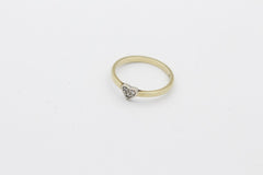 Schöner Ring Herzform aus 585er Gelbgold mit Diamanten Gr. 56