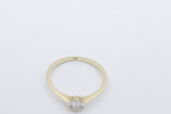 Schöner Solitär Damen Ring aus 585 / 14k Gelbgold mit ein Zirkonia | Gr. 59