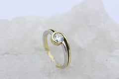 Solitär Diamant Brillant Bicolor Damen Goldring Gelbgold & Weißgold ca. 0,50 ct