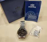 Festina Herren Uhr F16744 Edelstahl Armbanduhr Klassik Silber 40 mm