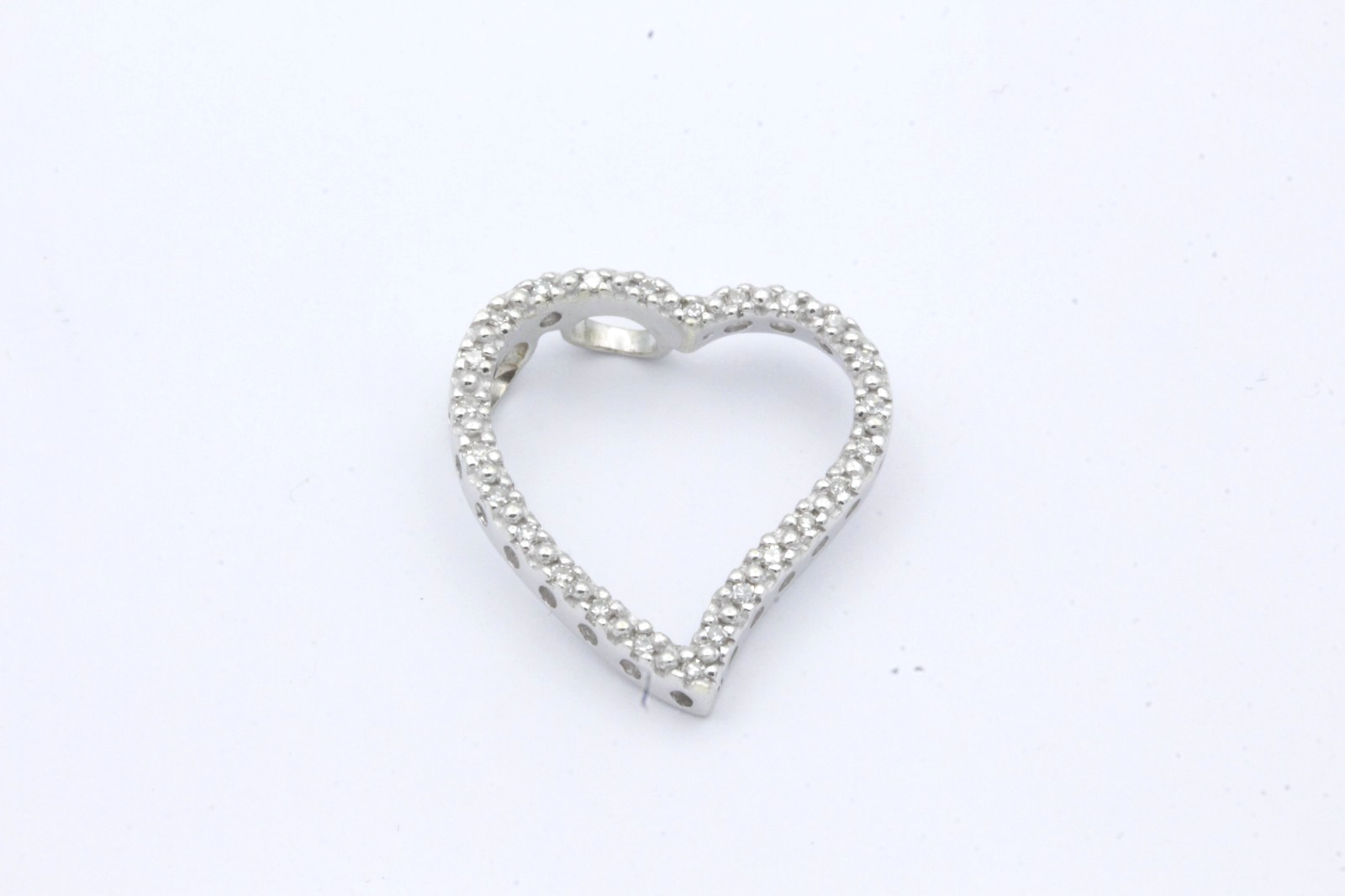 Edler Damen Herz Anhänger aus 585 / 14K Weißgold mit Diamanten