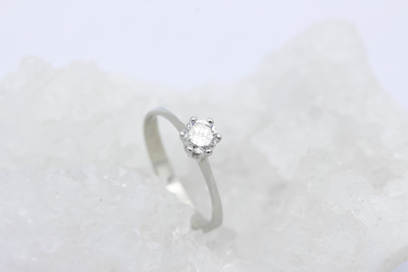 Wempe 585 / 14K Weißgold Damen Solitär Ring mit Diamant edel ca. 0,40 ct.