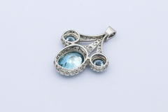 Art Déco Platin Anhänger mit Blaue Edelsteine & Diamanten edles Schmuckstück