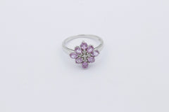 Schöner Damen Ring aus 375/9k Weißgold mit echte Edelsteine & Diamanten