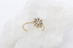 Pandora Damen Blumen Blüte Ring aus 585 / 14k Gelbgold mit Zirkonia | Gr. 54