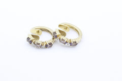 Schöne Massive Ohrringe Ohrschmuck 585 / 14k Gelbgold mit Amethyst & Diamanten