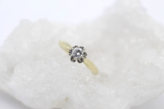 Schöner Diamant Solitärring 585 / 14 Karat Gold Bicolor Brillant ca. 0,20 ct.
