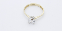 585 Gold Ring – 14K Gelbgold Solitärring mit Zirkonia – Damenring Verlobungsring