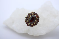 Schöner Granat Gold Damen Ring aus 333 / 8k Gelbgold mit Granaten | Gr. 59