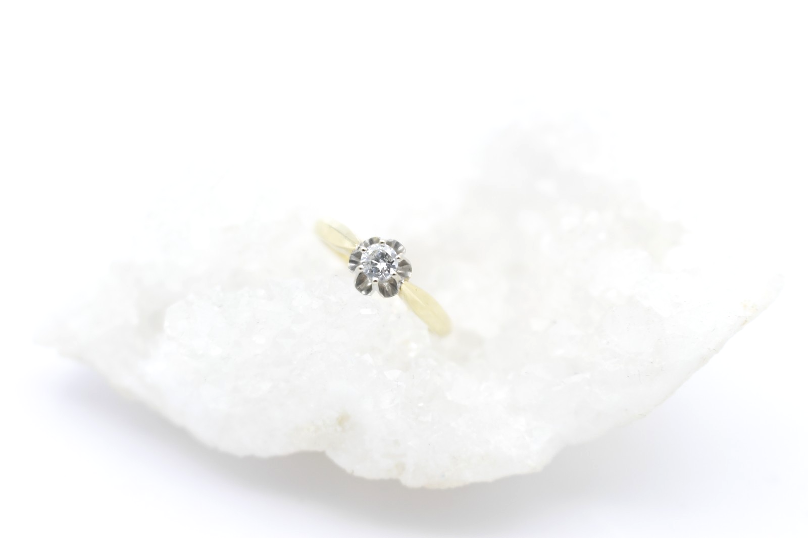 Schöner Diamant Solitärring 585 / 14 Karat Gold Bicolor Brillant ca. 0,20 ct.