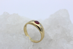 Schöner Damen Ring aus 750 / 18K Gelbgold mit ein Rubin & Diamanten | Gr. 49