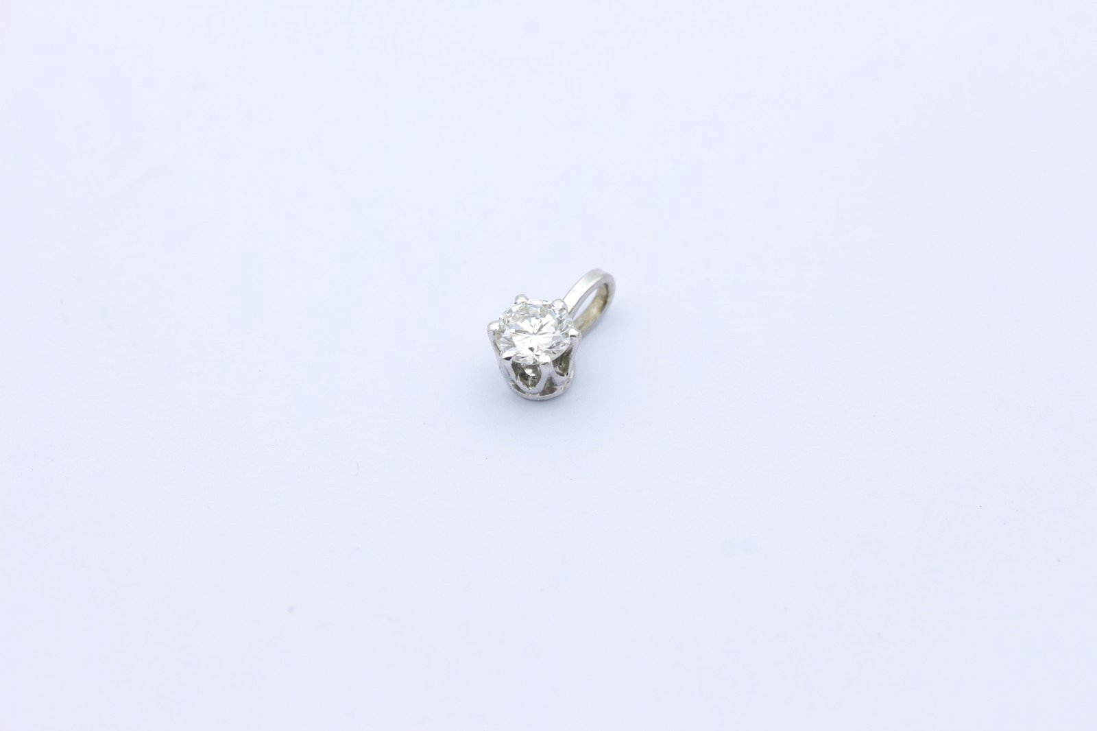 Zarter 585 Weißgold Anhänger Diamant 14K Solitär Brillantanhänger ca. 0,30 ct.